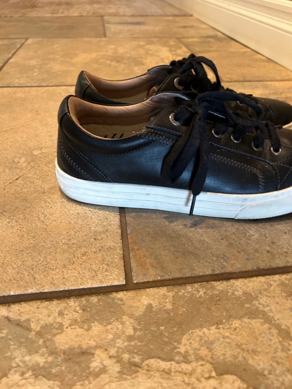 Taos Footwear Black Leather Sneakers with White Soles - Picture 4 of 6